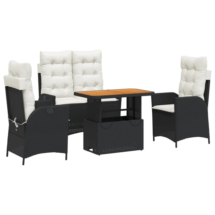 Set mobilier de grădină cu perne, 4 piese, negru, poliratan - WALTI WALTI