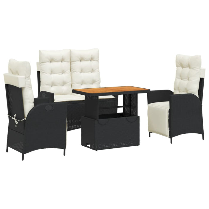 Set mobilier de grădină cu perne, 4 piese, negru, poliratan - WALTI WALTI