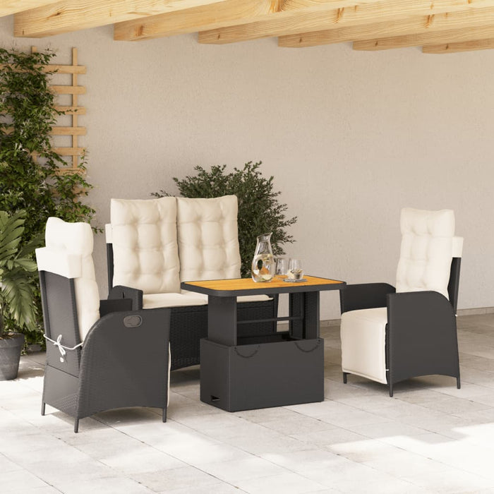 Set mobilier de grădină cu perne, 4 piese, negru, poliratan - WALTI WALTI