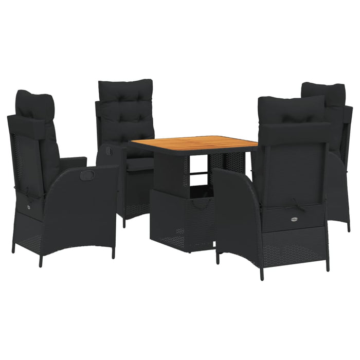 Set mobilier de grădină cu perne, 5 piese, negru, poliratan - WALTI WALTI