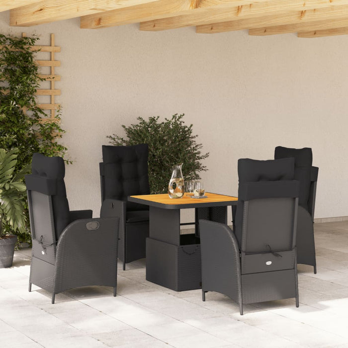 Set mobilier de grădină cu perne, 5 piese, negru, poliratan - WALTI WALTI