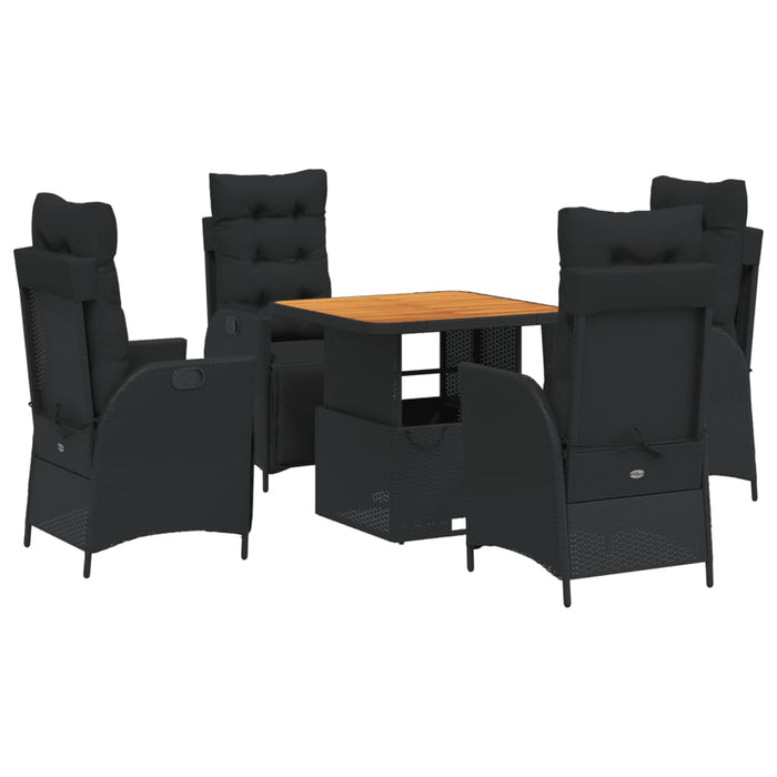 Set mobilier de grădină cu perne, 5 piese, negru, poliratan - WALTI WALTI