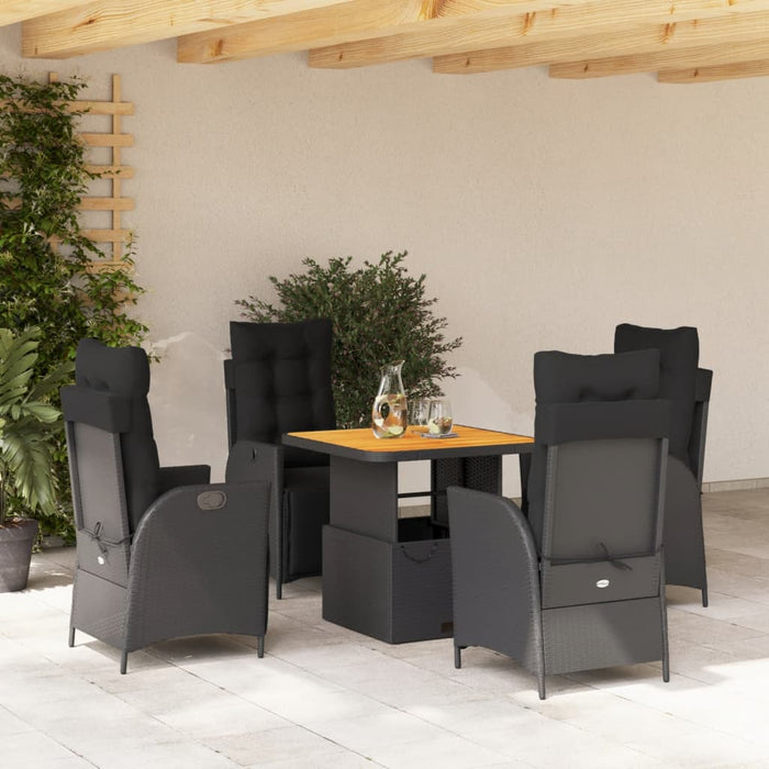 Set mobilier de grădină cu perne, 5 piese, negru, poliratan - WALTI WALTI