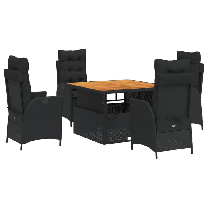 Set mobilier de grădină cu perne, 5 piese, negru, poliratan - WALTI WALTI