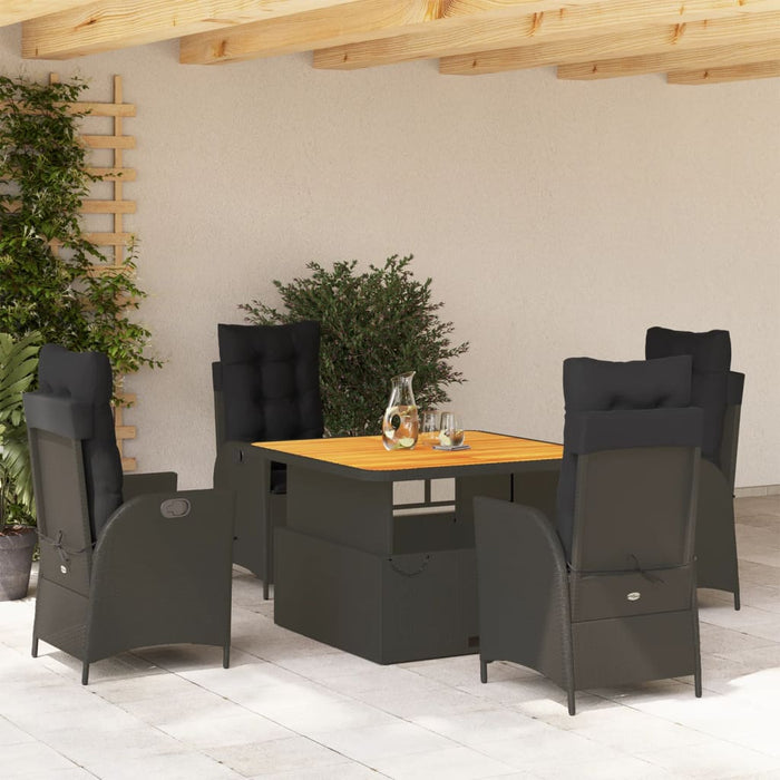 Set mobilier de grădină cu perne, 5 piese, negru, poliratan - WALTI WALTI