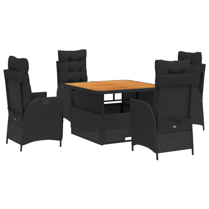 Set mobilier de grădină cu perne, 5 piese, negru, poliratan - WALTI WALTI