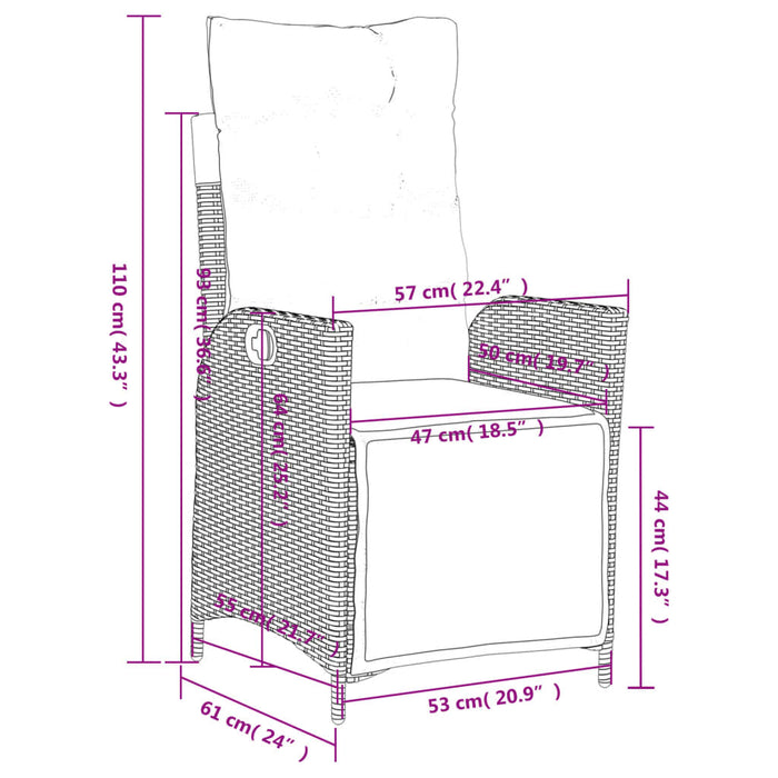 Set mobilier de grădină cu perne, 5 piese, negru, poliratan - WALTI WALTI