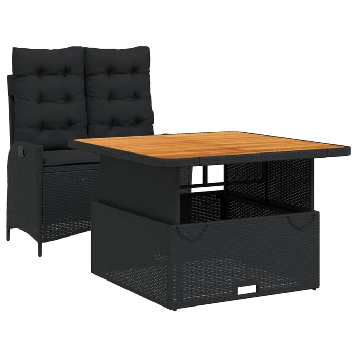 Set mobilier de grădină cu perne, 2 piese, negru, poliratan - WALTI WALTI