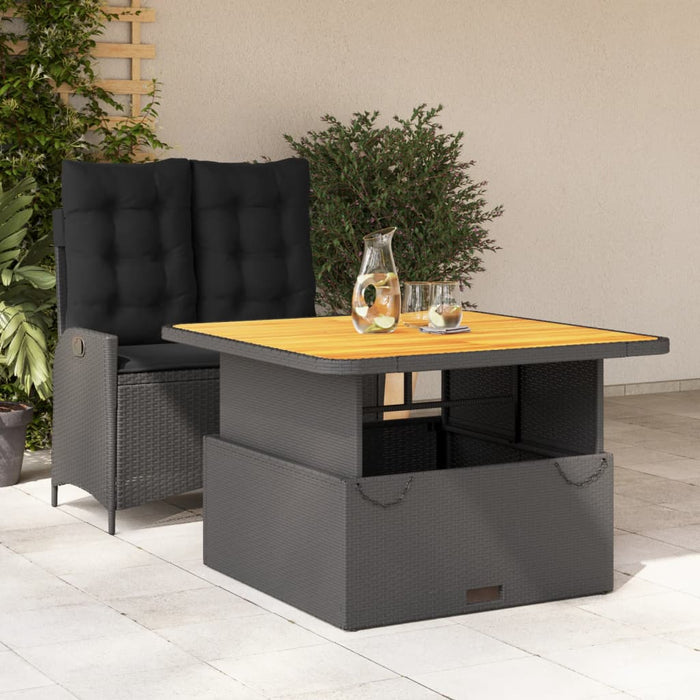 Set mobilier de grădină cu perne, 2 piese, negru, poliratan - WALTI WALTI