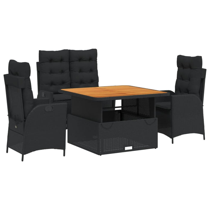 Set mobilier de grădină cu perne, 4 piese, negru, poliratan - WALTI WALTI
