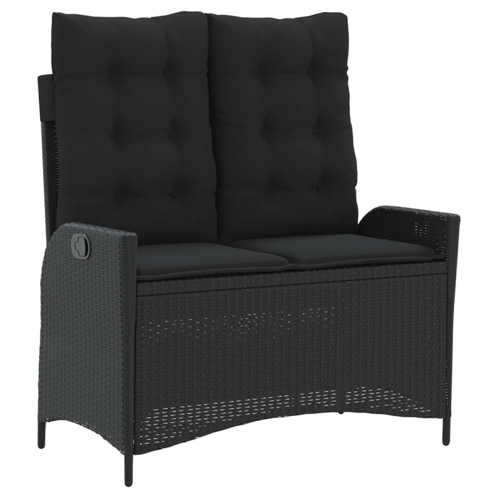 Set mobilier de grădină cu perne, 2 piese, negru, poliratan WALTI