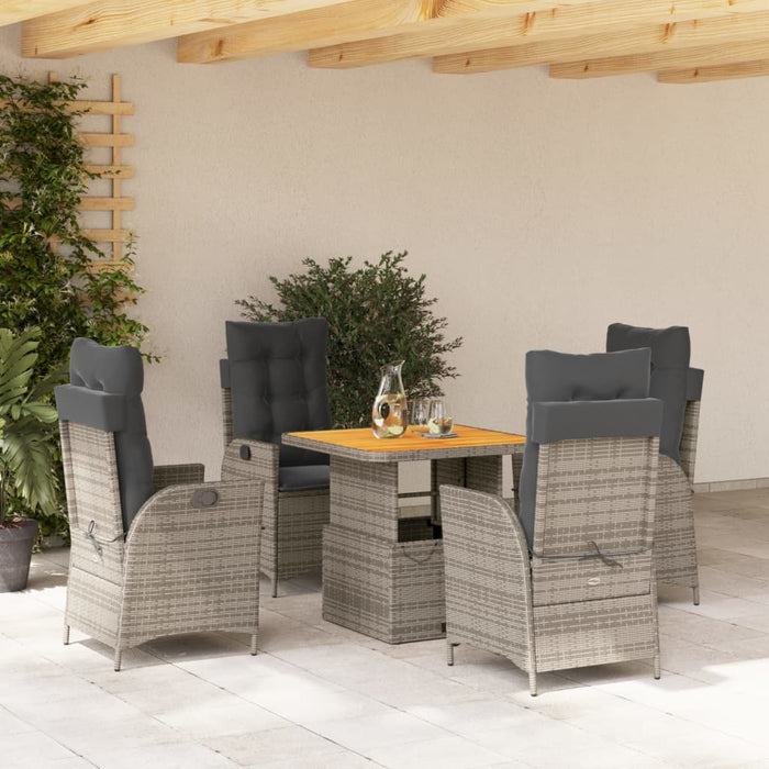 Set mobilier de grădină cu perne, 5 piese, gri, poliratan WALTI
