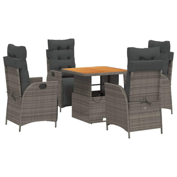 Set mobilier de grădină cu perne, 5 piese, gri, poliratan WALTI