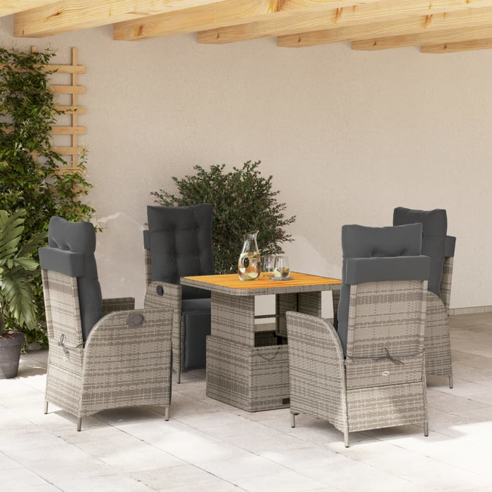 Set mobilier de grădină cu perne, 5 piese, gri, poliratan WALTI