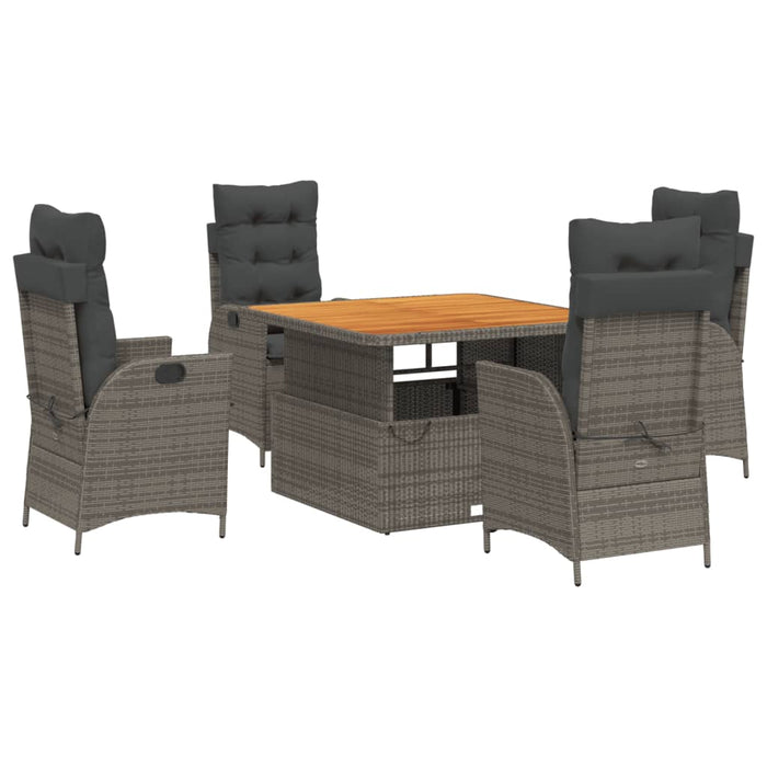 Set mobilier de grădină cu perne, 5 piese, gri, poliratan - WALTI WALTI