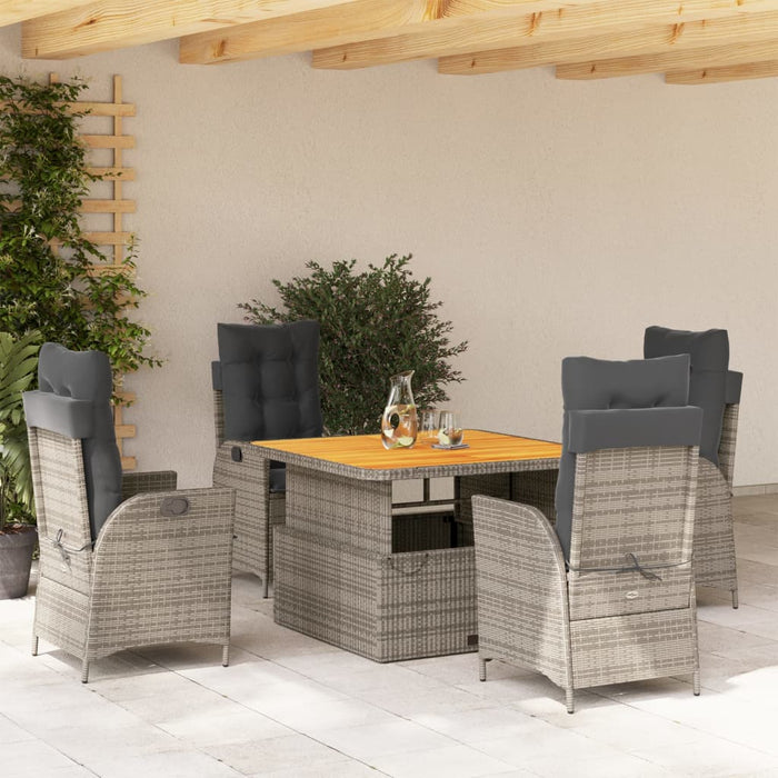 Set mobilier de grădină cu perne, 5 piese, gri, poliratan - WALTI WALTI