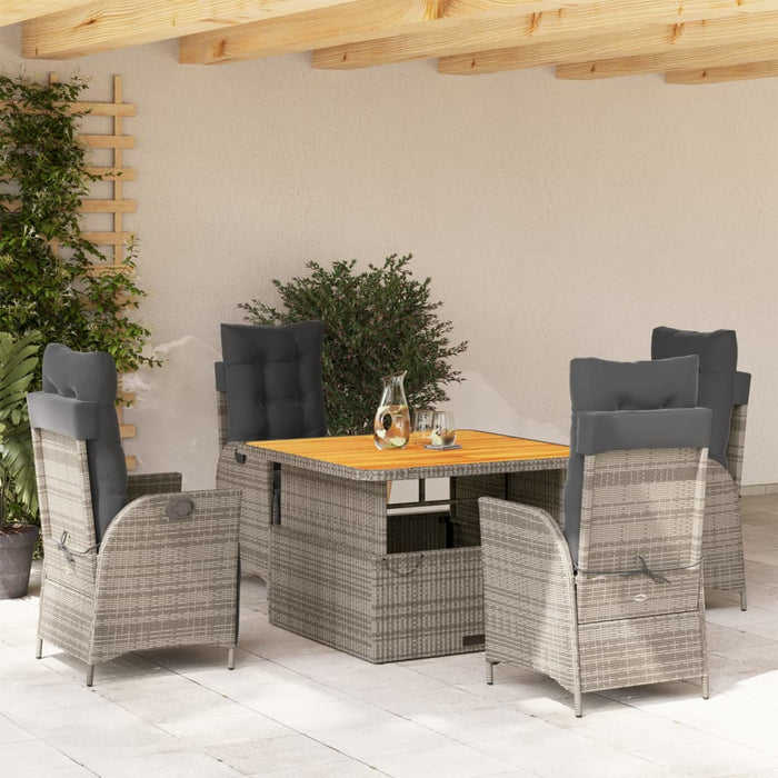 Set mobilier de grădină cu perne, 5 piese, gri, poliratan - WALTI WALTI