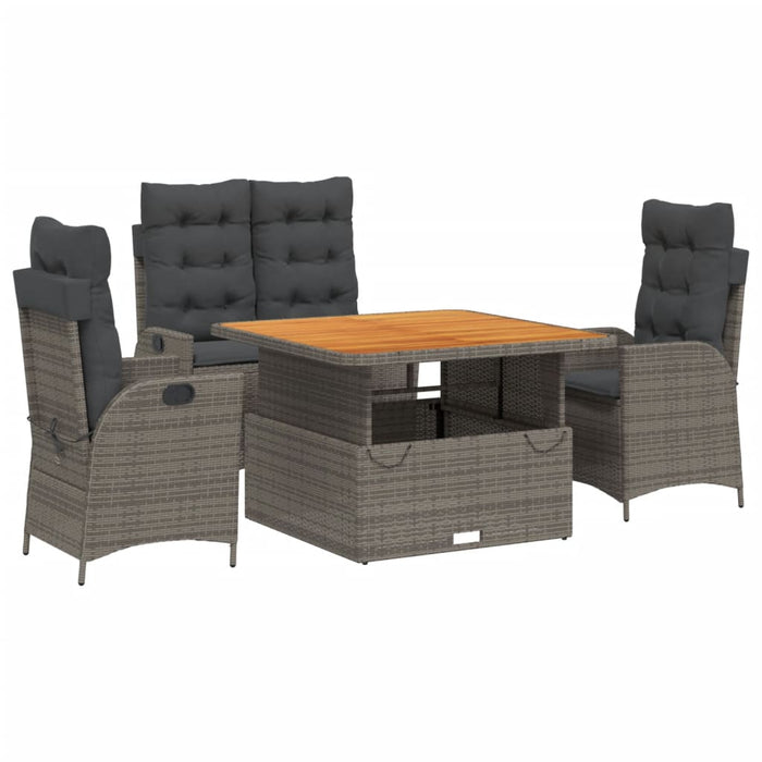Set mobilier de grădină cu perne, 4 piese, gri, poliratan - WALTI WALTI