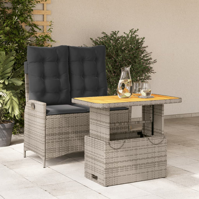 Set mobilier de grădină cu perne, 2 piese, gri, poliratan - WALTI WALTI
