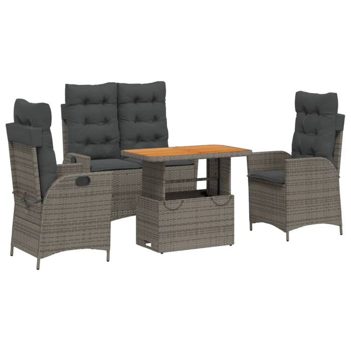 Set mobilier de grădină cu perne, 4 piese, gri, poliratan - WALTI WALTI