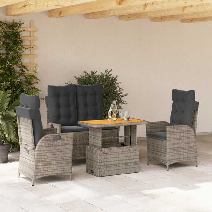 Set mobilier de grădină cu perne, 4 piese, gri, poliratan - WALTI WALTI