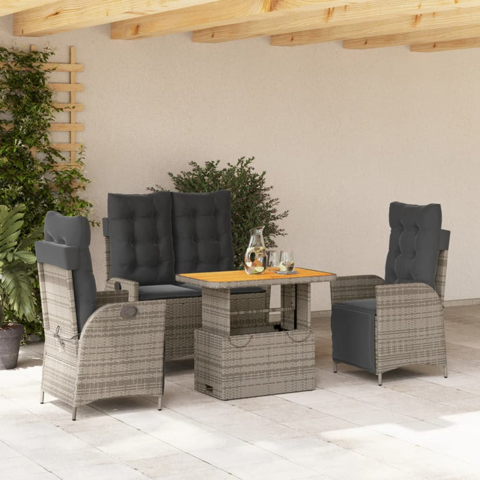 Set mobilier de grădină cu perne, 4 piese, gri, poliratan - WALTI WALTI