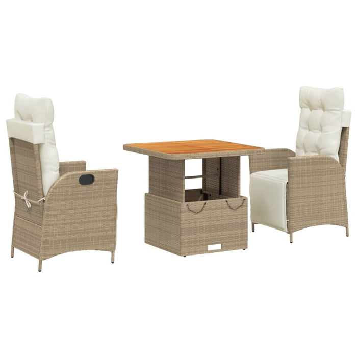 Set mobilier de grădină cu perne, 3 piese, bej, poliratan WALTI