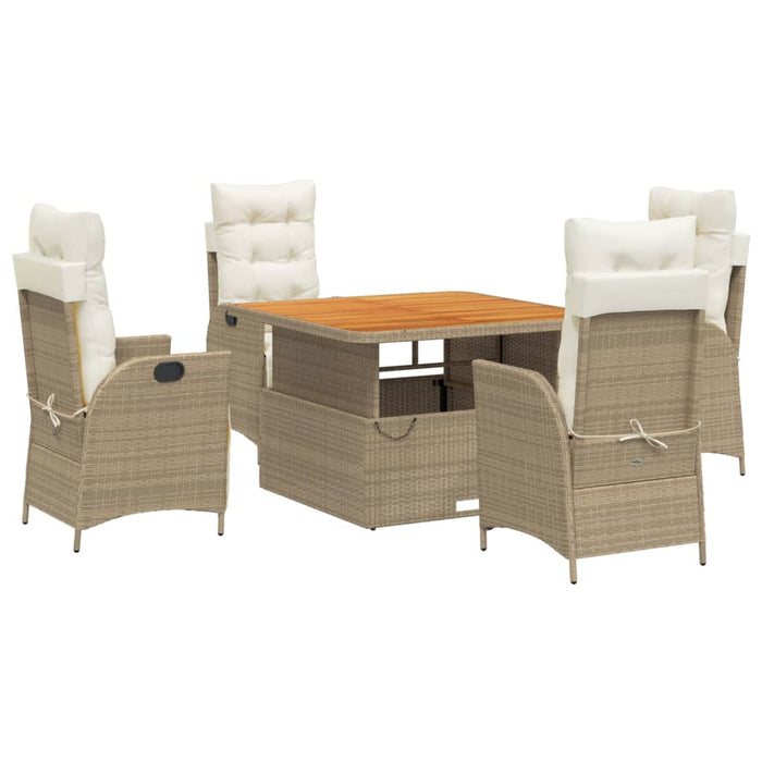 Set mobilier de grădină cu perne, 5 piese, bej, poliratan WALTI