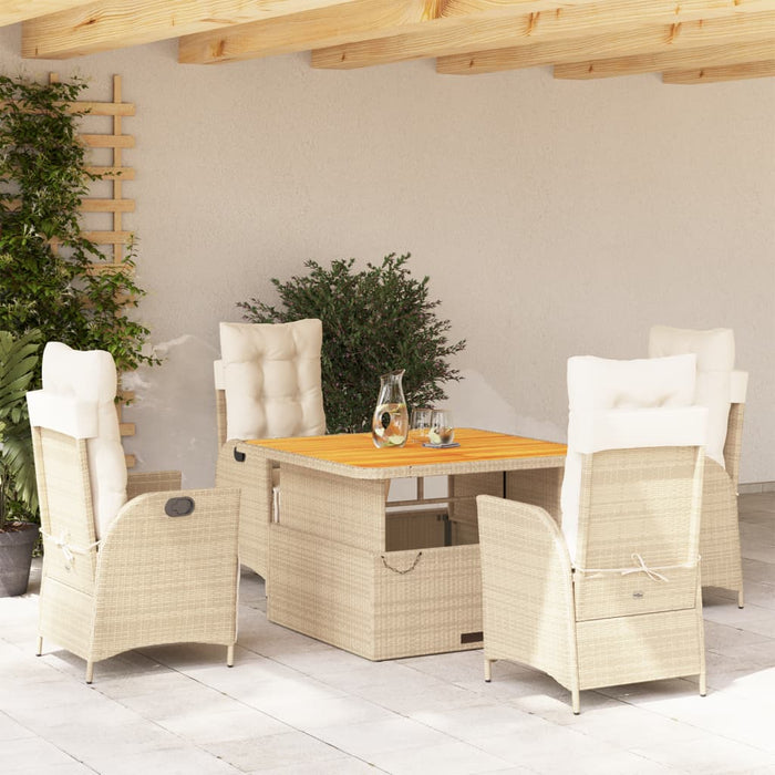 Set mobilier de grădină cu perne, 5 piese, bej, poliratan WALTI