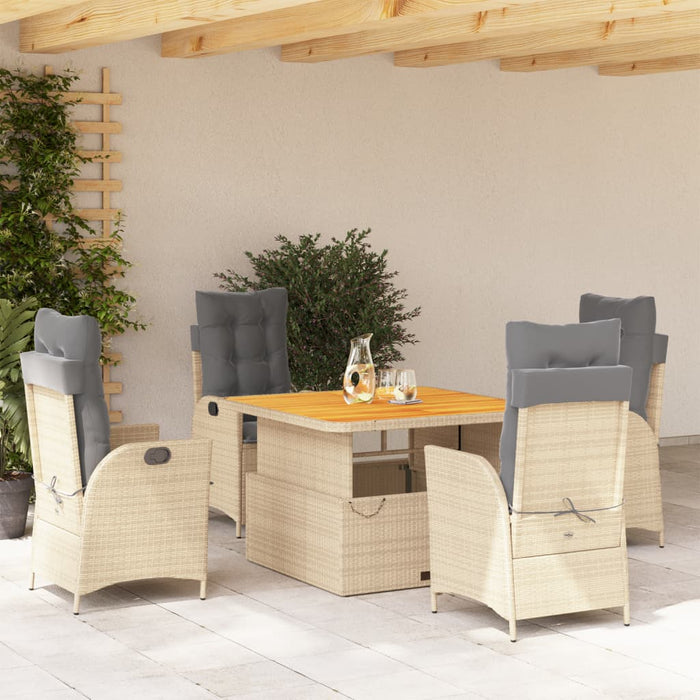 Set mobilier de grădină cu perne, 5 piese, bej, poliratan - WALTI WALTI