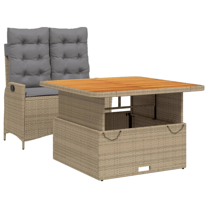 Set mobilier de grădină, 2 piese, cu perne, bej, poliratan - WALTI WALTI