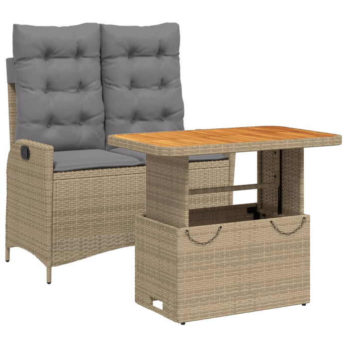 Set mobilier de grădină, 2 piese, cu perne, bej, poliratan - WALTI WALTI