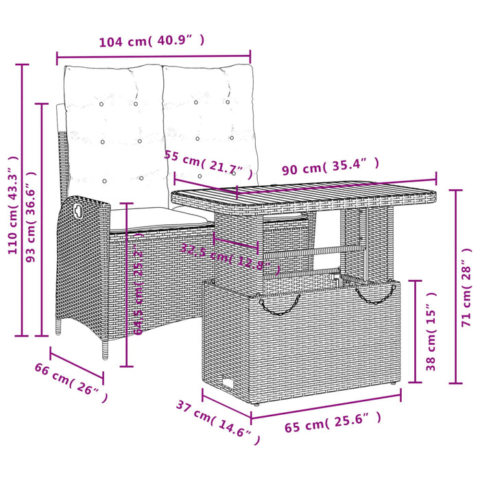 Set mobilier de grădină, 2 piese, cu perne, bej, poliratan - WALTI WALTI
