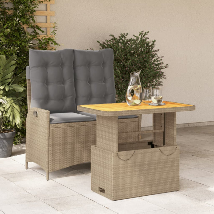 Set mobilier de grădină, 2 piese, cu perne, bej, poliratan - WALTI WALTI