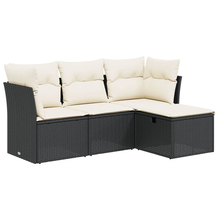 Set mobilier de grădină cu perne, 4 piese, negru, poliratan - WALTI WALTI