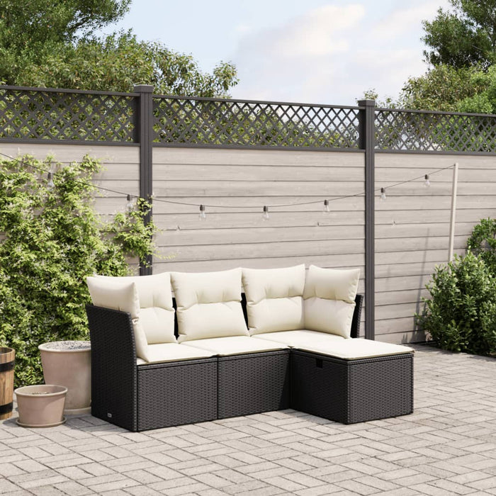 Set mobilier de grădină cu perne, 4 piese, negru, poliratan - WALTI WALTI