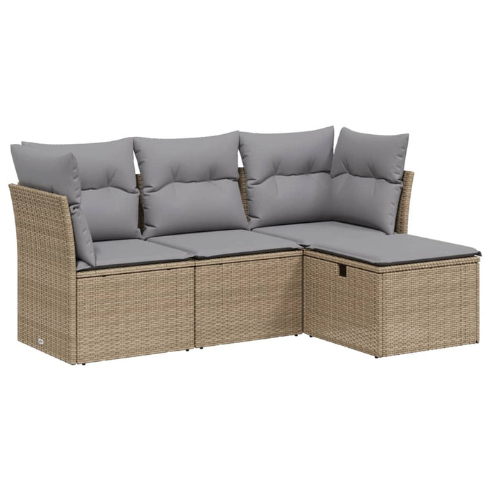 Set canapele de grădină, 4 piese, cu perne, mix bej, poliratan - WALTI WALTI