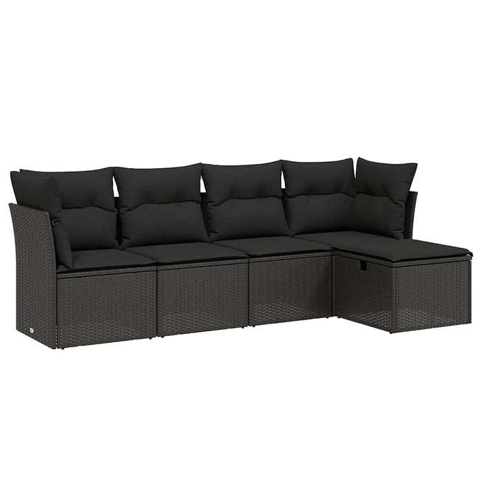 Set mobilier de grădină cu perne, 5 piese, negru, poliratan - WALTI WALTI