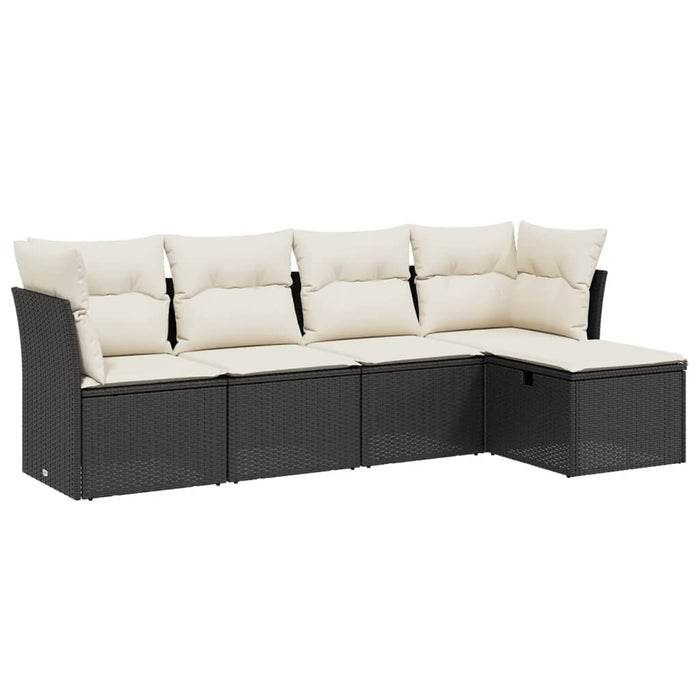 Set mobilier de grădină cu perne, 5 piese, negru, poliratan - WALTI WALTI