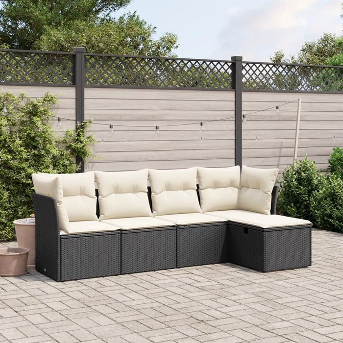 Set mobilier de grădină cu perne, 5 piese, negru, poliratan - WALTI WALTI