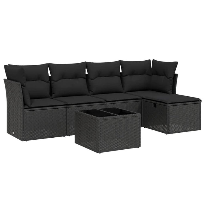 Set mobilier de grădină cu perne, 6 piese, negru, poliratan - WALTI WALTI