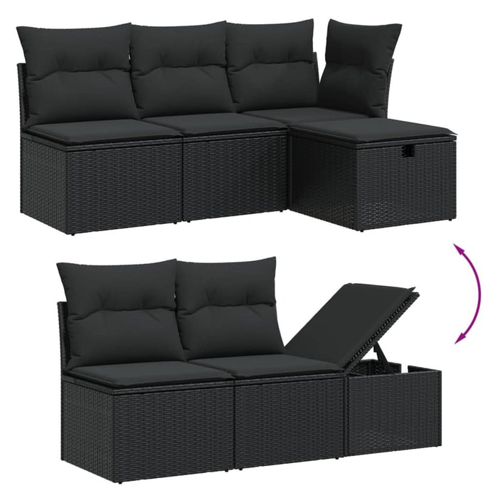 Set mobilier de grădină cu perne, 6 piese, negru, poliratan - WALTI WALTI