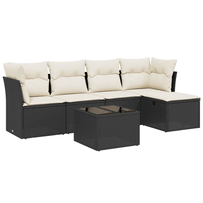 Set mobilier de grădină cu perne, 6 piese, negru, poliratan - WALTI WALTI