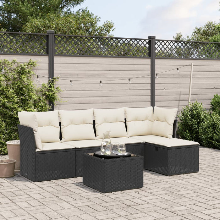 Set mobilier de grădină cu perne, 6 piese, negru, poliratan - WALTI WALTI