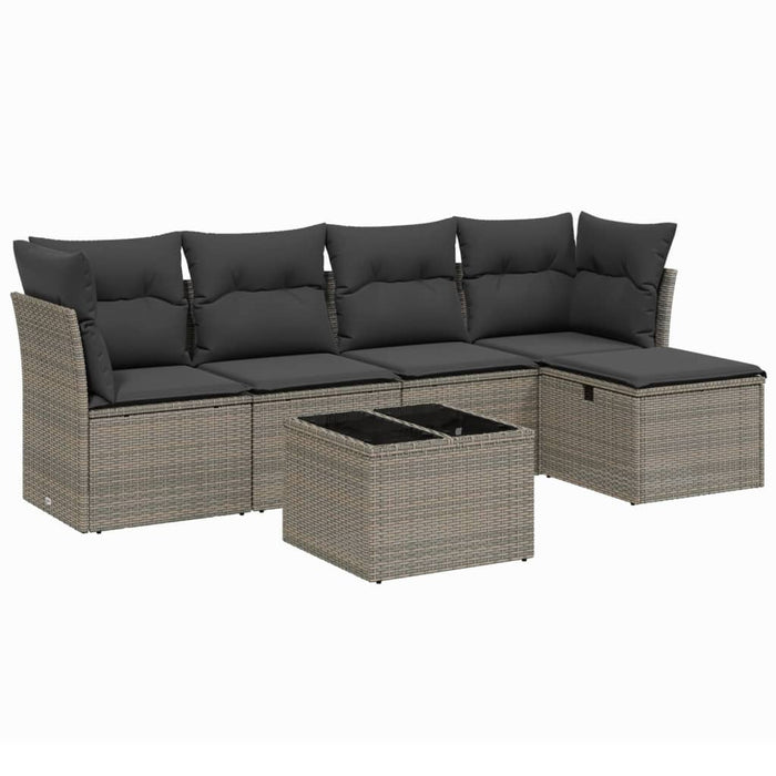 Set mobilier grădină cu perne, 6 piese, gri, poliratan WALTI