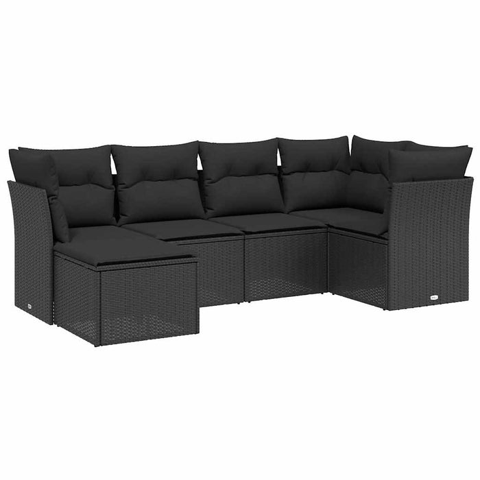 Set mobilier de grădină cu perne, 6 piese, negru, poliratan - WALTI WALTI