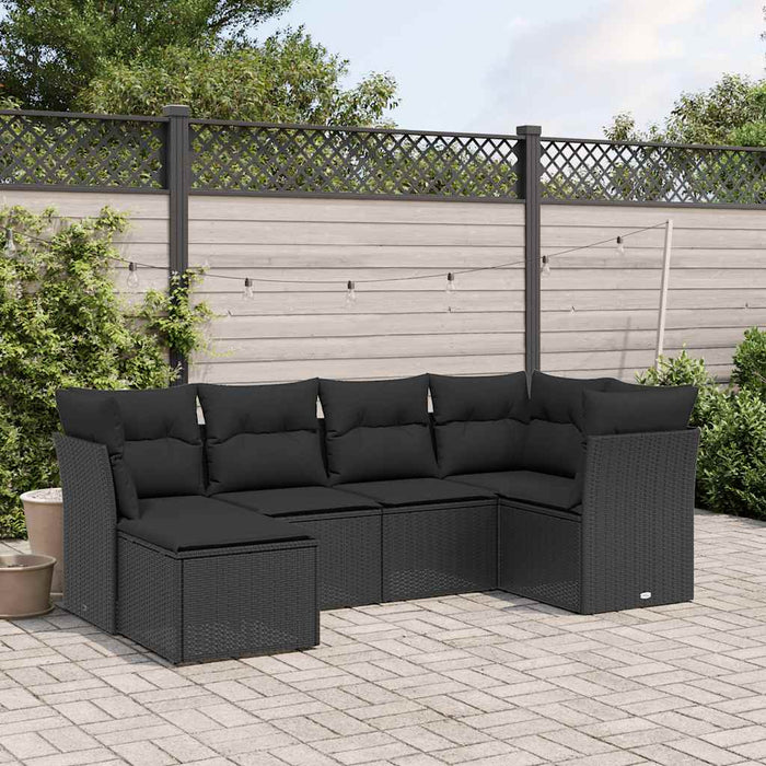 Set mobilier de grădină cu perne, 6 piese, negru, poliratan - WALTI WALTI