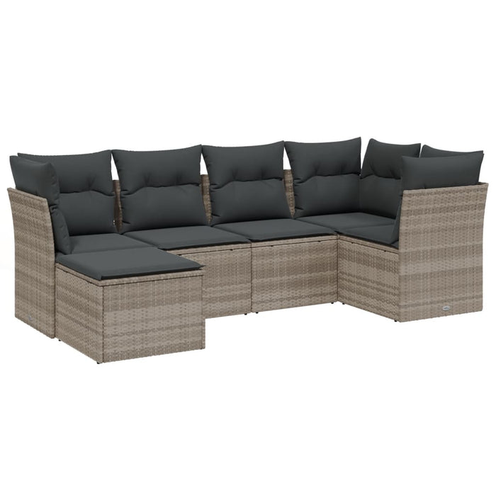 Set canapele de grădină cu perne, 6 piese gri deschis poliratan WALTI