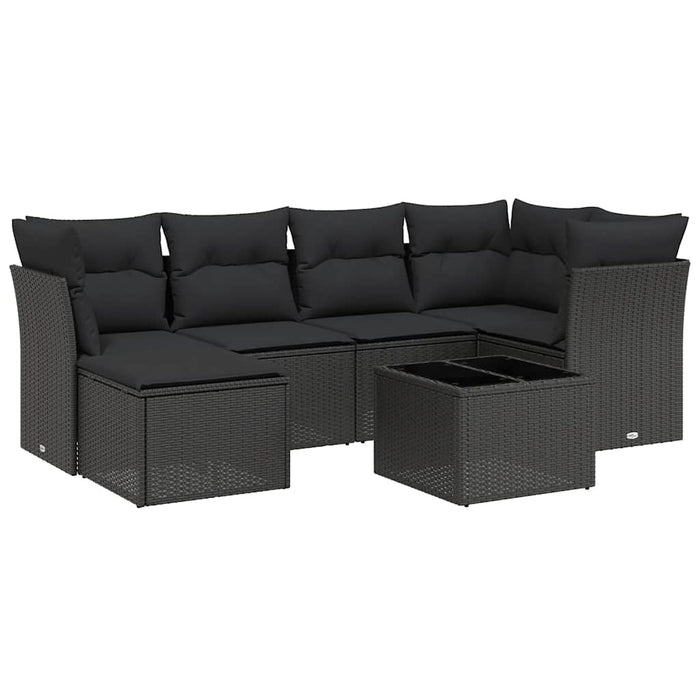 Set canapele de grădină cu perne, 7 piese, negru, poliratan - WALTI WALTI