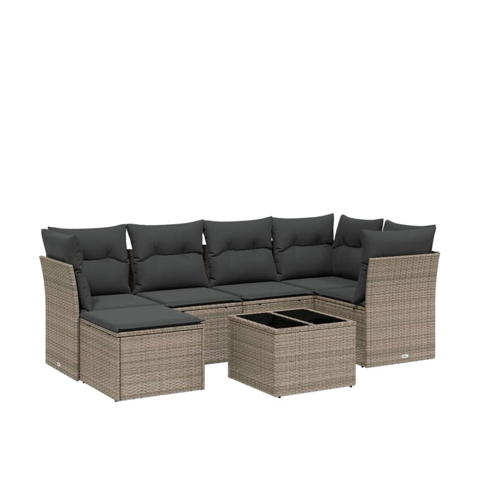 Set canapele de grădină cu perne, 7piese gri deschis poliratan WALTI